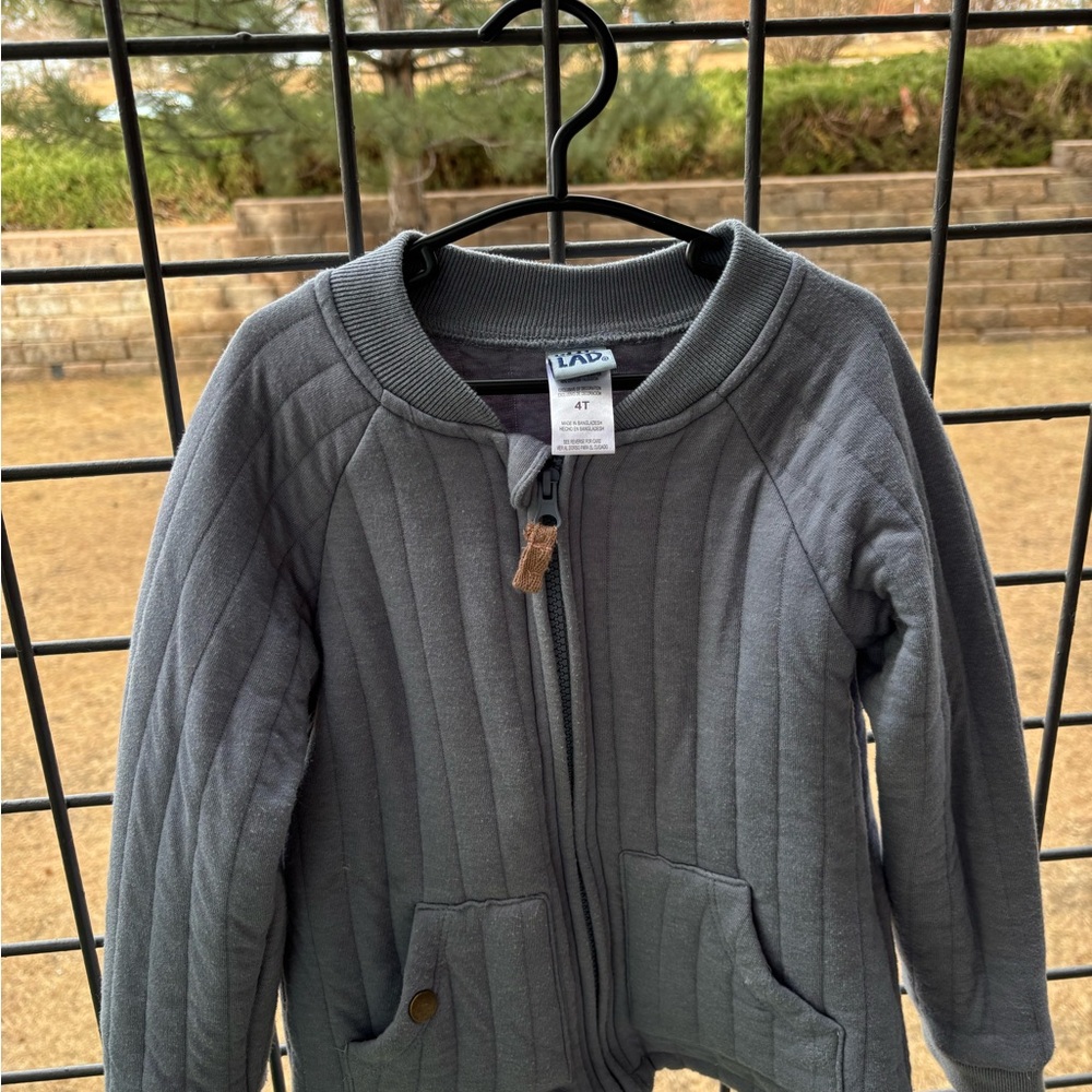 Gray Quilted Zip-Up Jacket - Kids